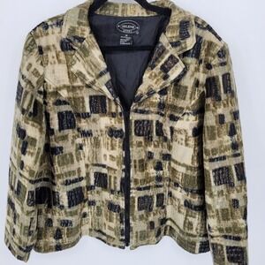 Selene Sport Faux Leather Jacket Women 2X Animal Print Zip Up Croc Embossed vtg